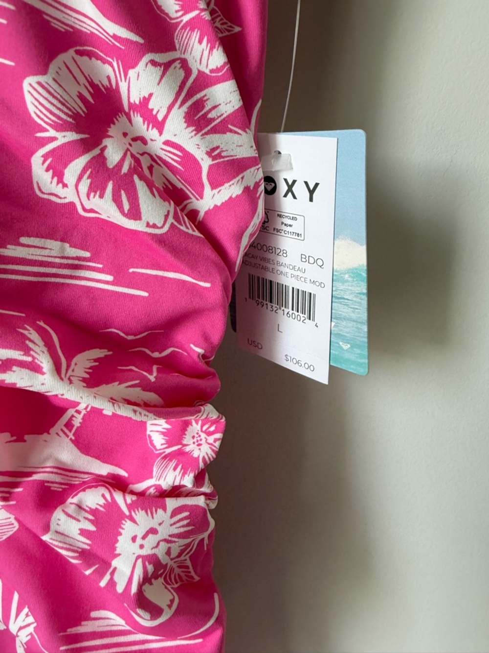 SOLD Roxy Pink Tropical One-Piece Swimsuit - Picture 3 of 7